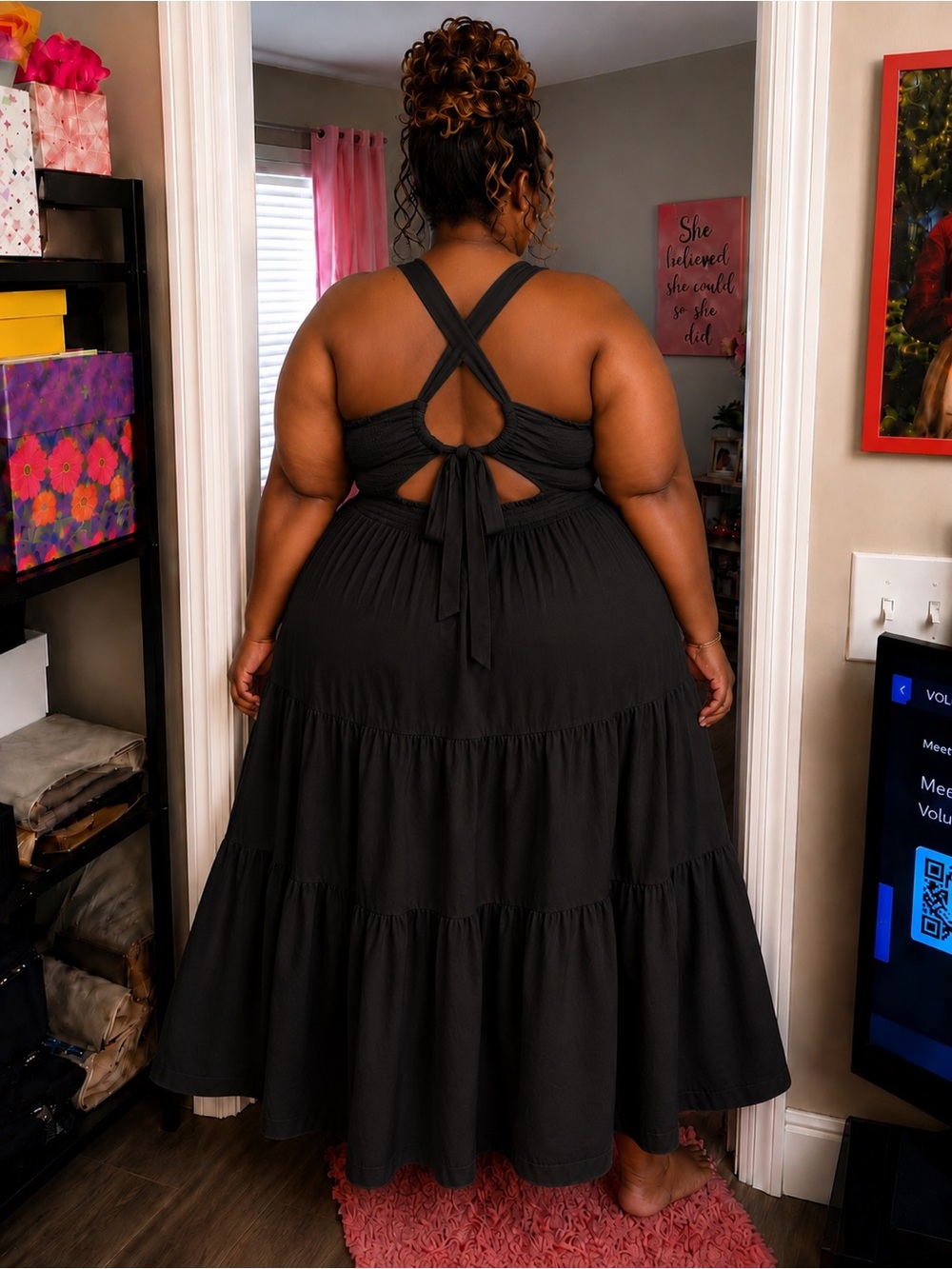 T.J.Maxx Black Tiered Maxi Dress with Smocked Bodice - Picture 5 of 5